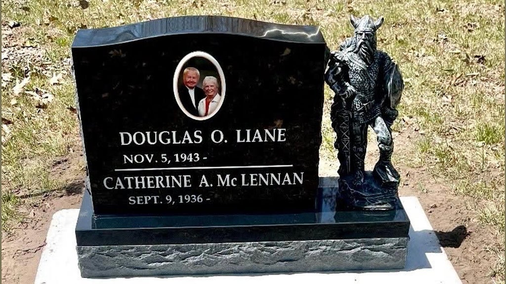 Viking statue stolen from gravestone in cemetery on Lac Mille Lacs, sheriff says — WCCO / CBS Minnesota, Eden Prairie Community news