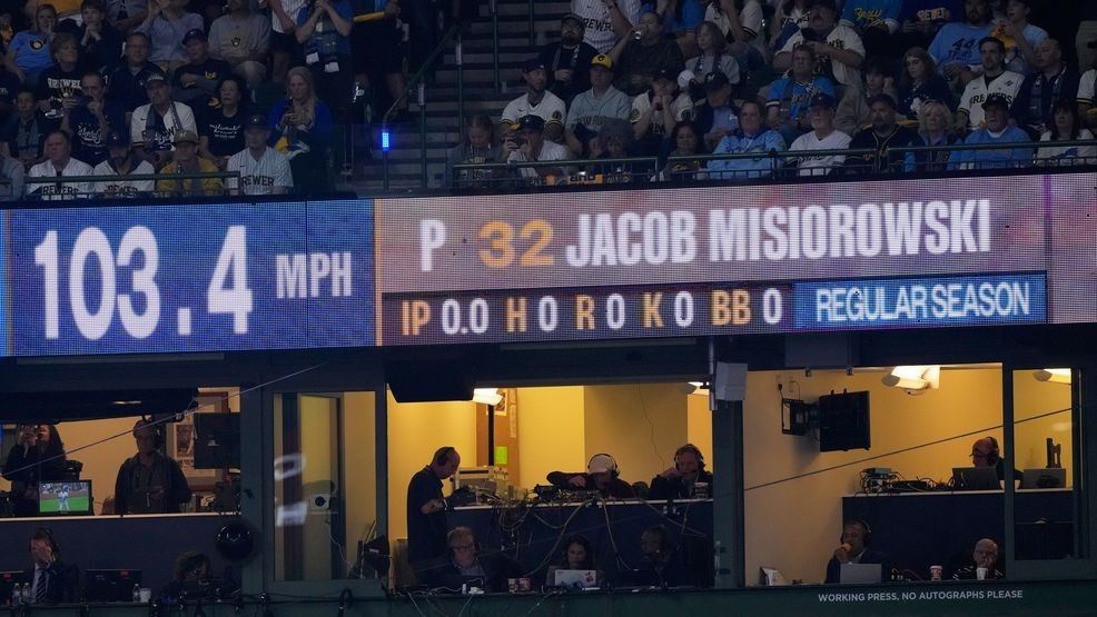Brewers' Jacob Misiorowski sets World Series velocity record on his first pitch — Fox 11 Green Bay Sports, Eden Prairie Sports news