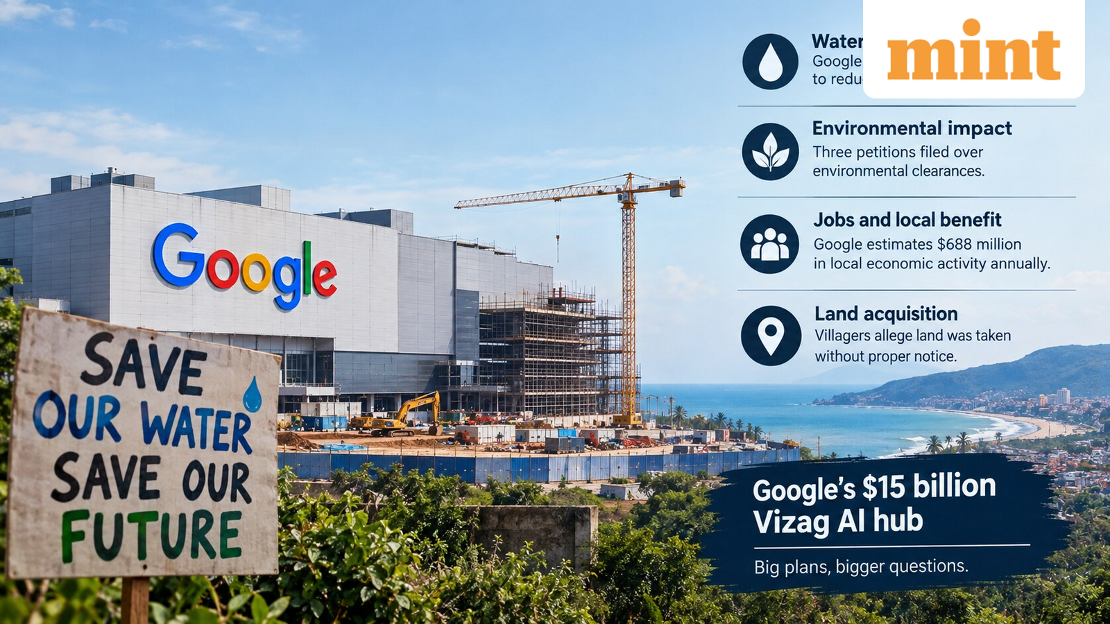 Google defends $15 billion Vizag AI hub as water fears, land disputes and protests put project under scrutiny — Mint India, Eden Prairie Technology news